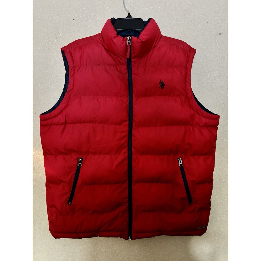 US Polo Assn. Vest Mens Large L Red Pockets Full Zip Insulated Puffer - Picture 10 of 10